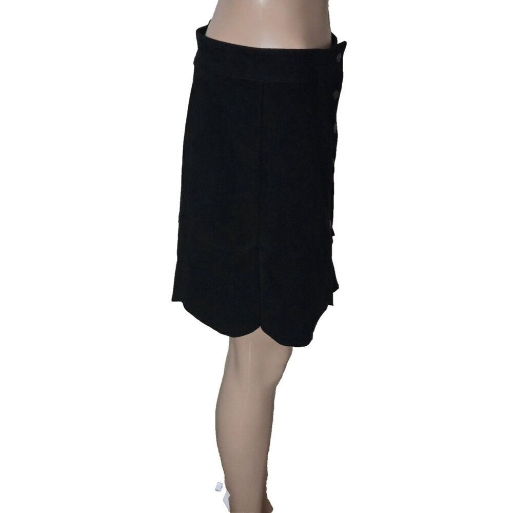 AMERICAN EAGLE OUTFITTERS Snap-Front A-Line black Suede Skirt Women's Size 8 - Picture 4 of 6